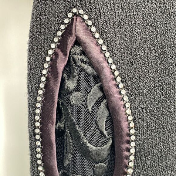 EL Ana Occasion Evening  Studded Embellished Jacket Rhinestone Buttons Black M - Picture 11 of 14